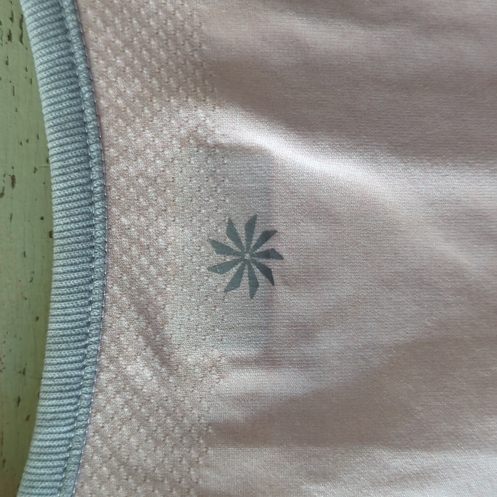 ATHLETA I Pink & Grey Color Block Fast Track Short Sleeve Athletic Tee Top, M - Picture 7 of 14